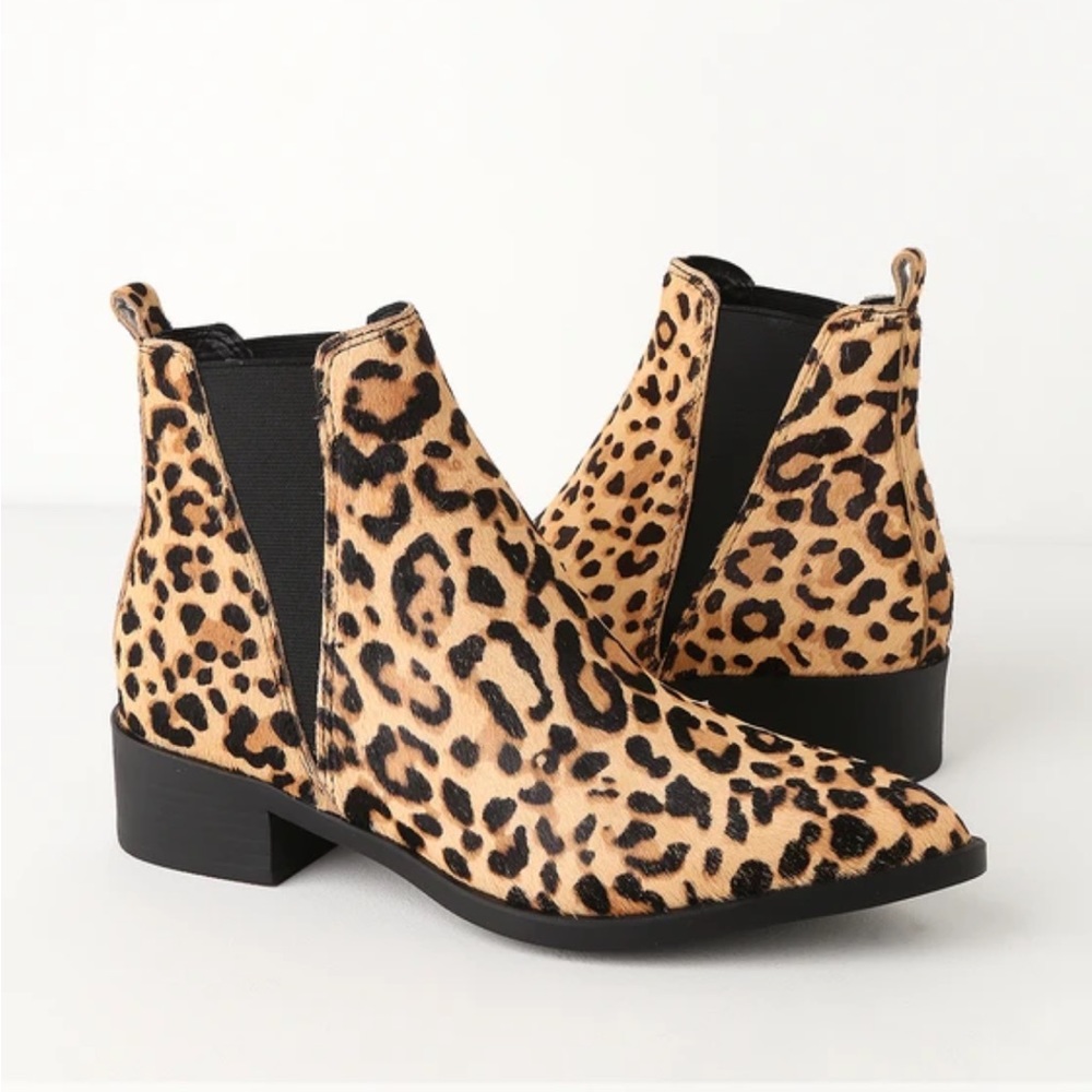 Steve Madden Jerry Leopard Calf Hair Booties